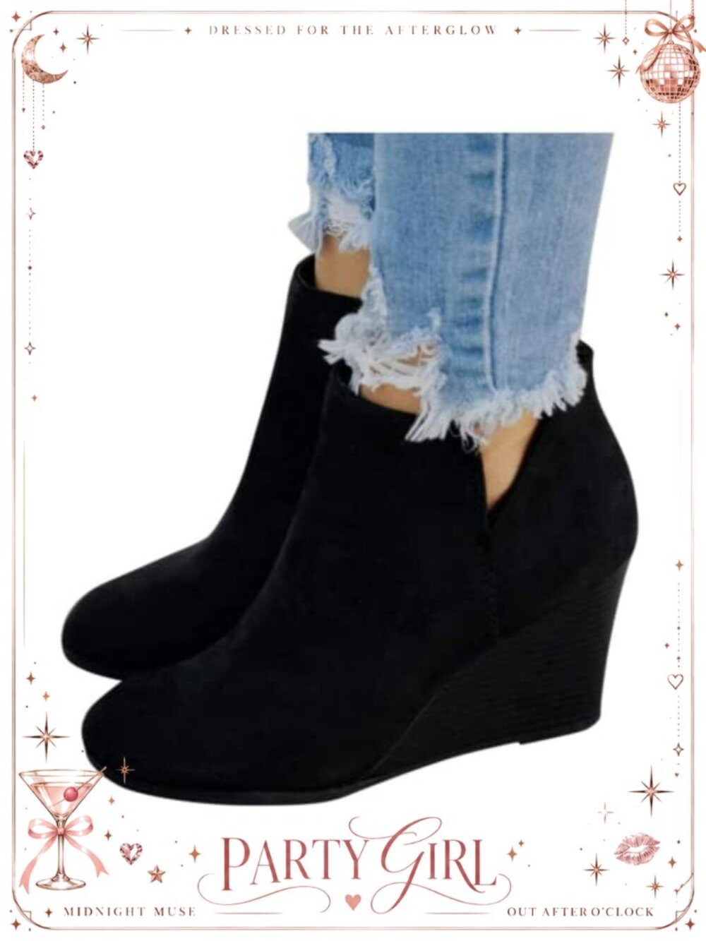 Womens Ankle Booties Low Heel Faux Stacked Wedge Chunky Heel V Cut Western Boots